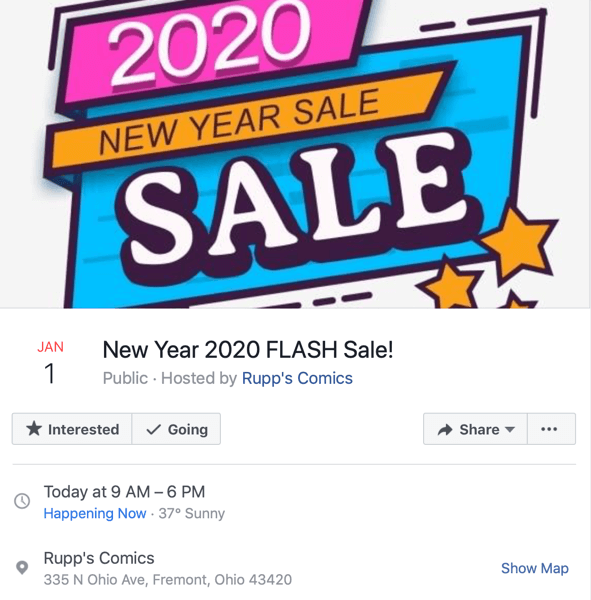 exempel på Facebook-evenemang för flash-försäljning