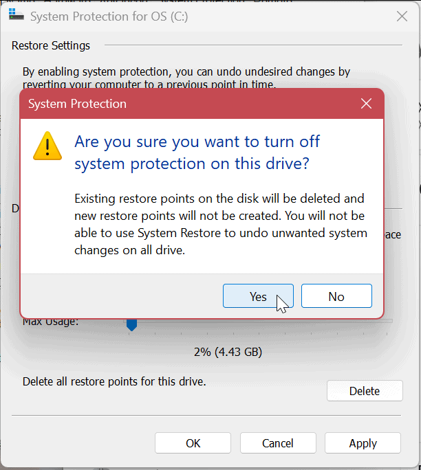 Systemskydd för enheter på Windows 11