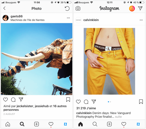 Ett kvadratiskt Instagram-inlägg måste ha en storlek på 1080 x 1080 pixlar för bästa kvalitet i flödet och avlånga Instagram-inlägg är bäst med 1080 x 1350 pixlar. 