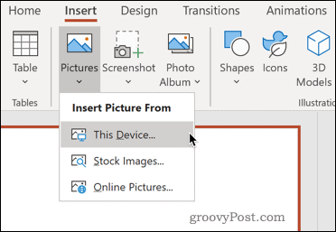 Infoga en bild från din enhet i PowerPoint