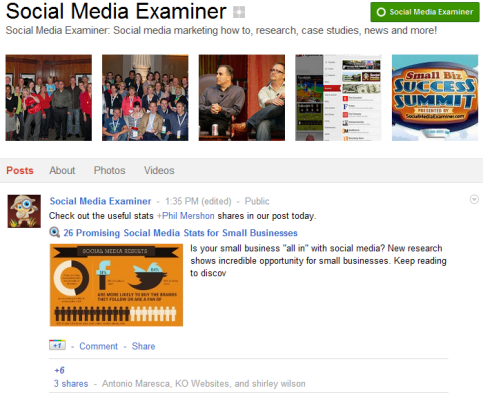 Google+ sidor - Social Media Examiner