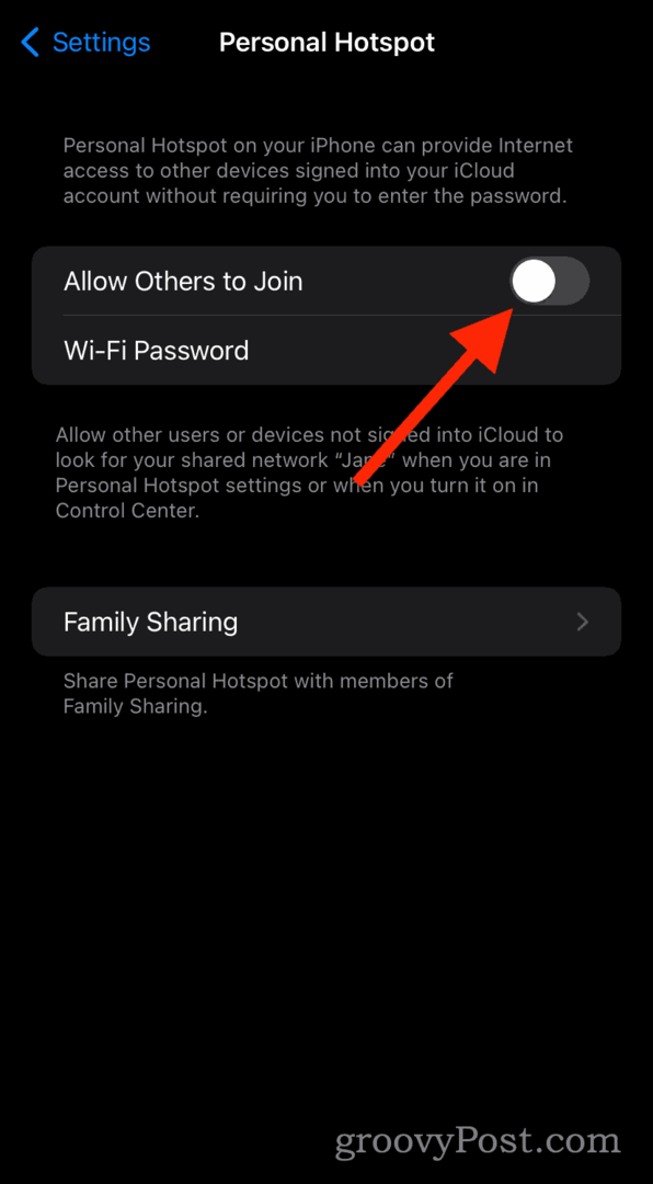 Inaktiverar iPhone Personal Hotspot Access