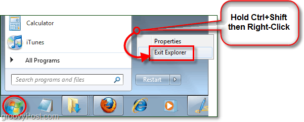 hur du startar om explorer i Windows 7 utan att starta om