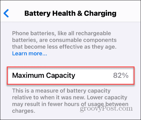Batteriets maximala kapacitet
