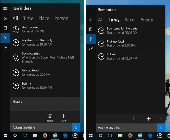 Windows 10 Cortana påminnelse