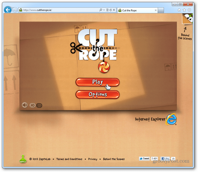 Spela HTML5-webbversionen av Cut the Rope i IE 9