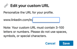 Redigera din LinkedIn-URL, steg 2.