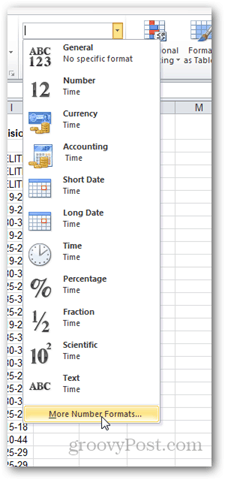 uppdatera nummerformateringen i Excel 2010
