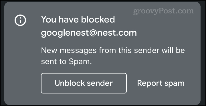 Blockerat e-postmeddelande i Gmail