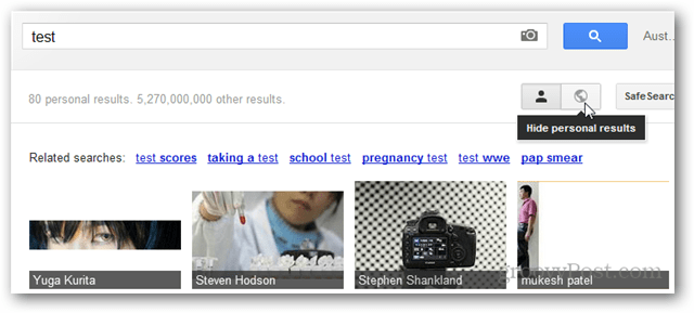 google bilder personliga resultat