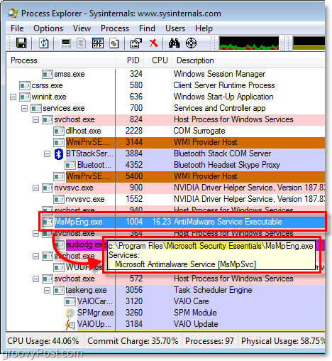 msmpeng.exe i Windows 7 process explorer
