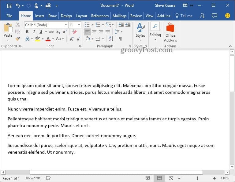 Så här sätter du in Lorem Ipsum-text i Microsoft Word 2010 och 2007