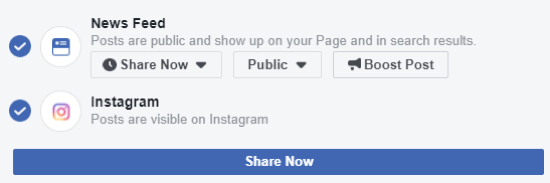 Så här korsar du inlägg till Instagram från Facebook på skrivbordet, steg 1, se till att du kan skriva på Instagram från Facebook
