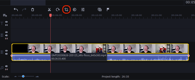 beskära video i Movavi Video Editor Plus