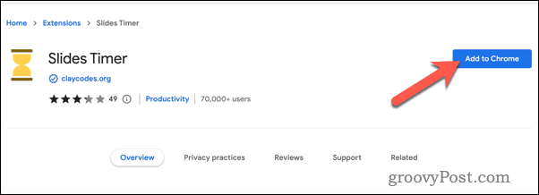 Installera Chrome-tillägget Slides Timer