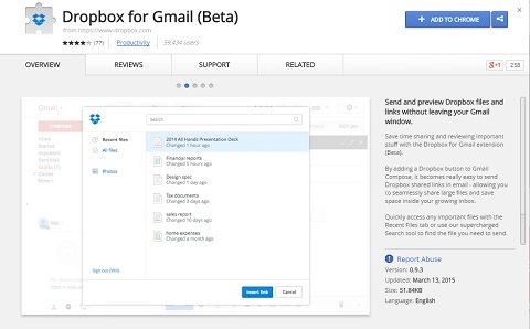 dropbox för Gmail