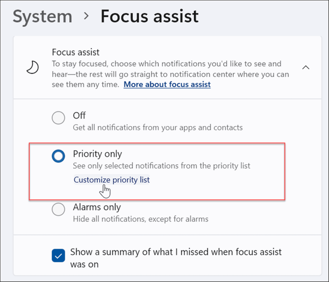 använd fokushjälp på Windows 11