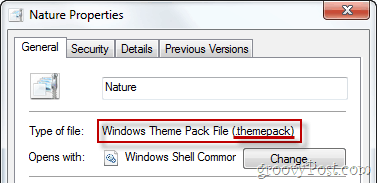 Windows Theme Pack-filegenskaper