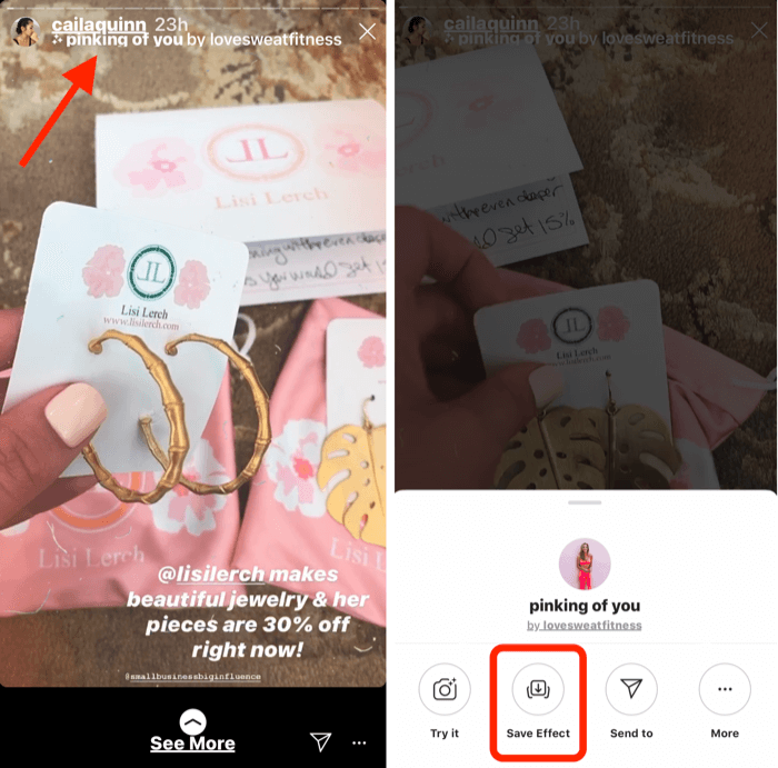 spara Instagram Stories-effekter
