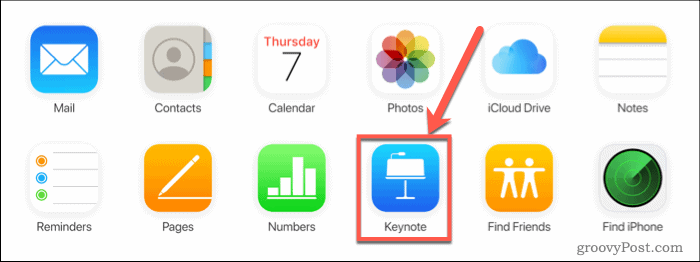 Tryck på Keynote på iCloud