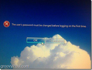 Pop-up som användaren mycket ändra lösenord