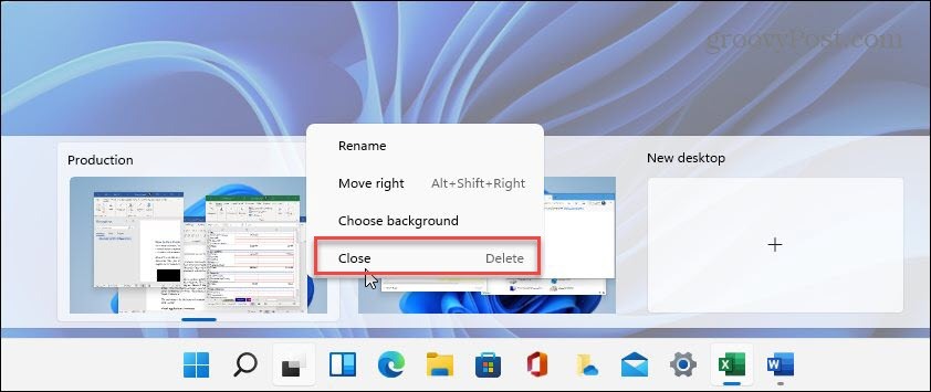 Stäng Virtual Desktop Windows 11