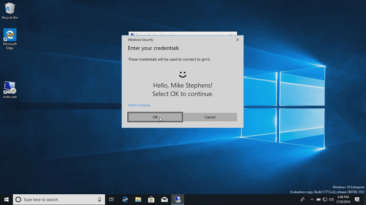 Remote Desktop Biometrics Windows Hello
