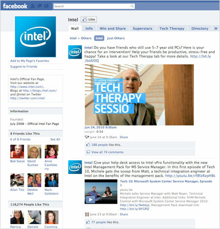Intels Facebook-sida