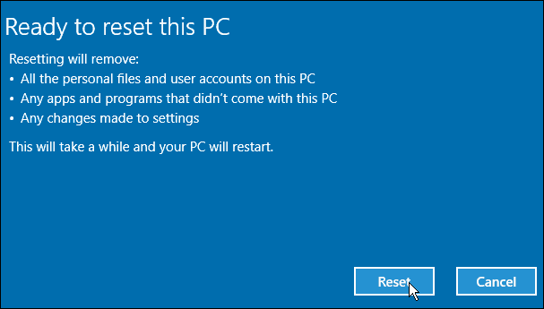 Återställ Windows 10 PC