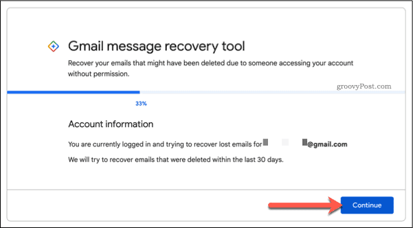 Återställa Gmail-e-postmeddelanden via ett supportformulär