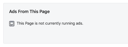'Den här sidan kör för närvarande inte några annonser' för Facebook-sidan