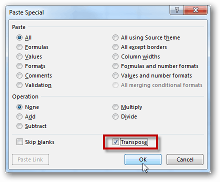 excel transponera