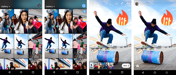Android-användare har nu möjlighet att ladda upp flera foton och videor till sina Instagram-berättelser samtidigt.