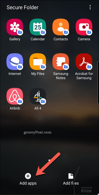 Android Secure Folder lägg till ikonen för appar