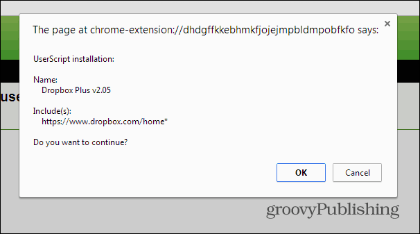 Dropbox trädstruktur Chrome installera skript