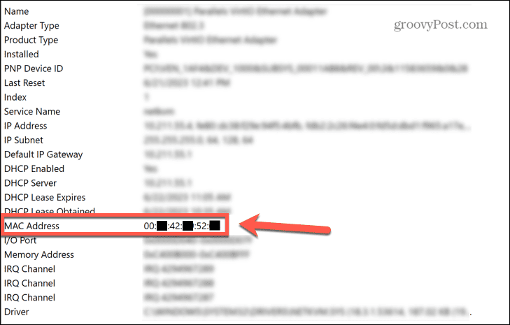 Windows 11 systeminformation mac-adress