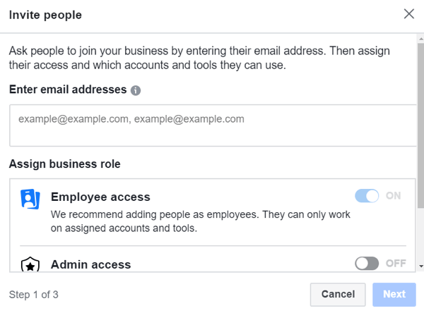 Använd Facebook Business Manager, steg 3.