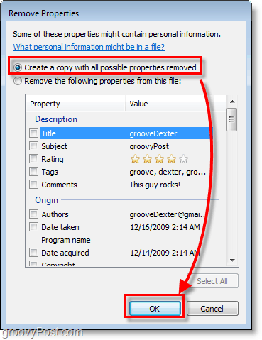 hur man skapar en kopia med alla möjliga egenskaper borttagna i Windows 7