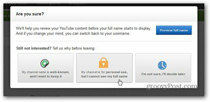 youtube verkliga namn vägrar att använda fullt namn