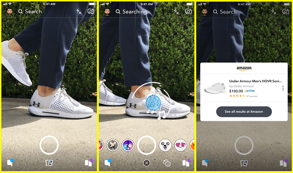 Snapchat testar ett nytt sätt att söka efter produkter på Amazon direkt från Snapchat-kameran.