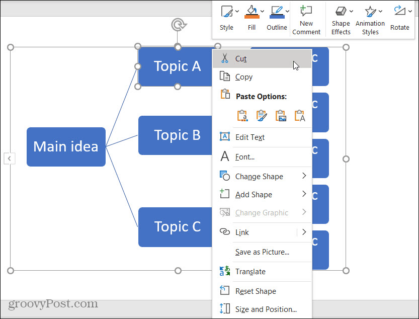 Ta bort en form på Mind Map