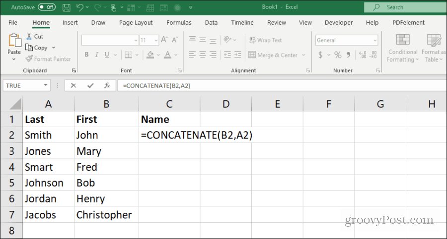 med hjälp av sammankoppling i Excel