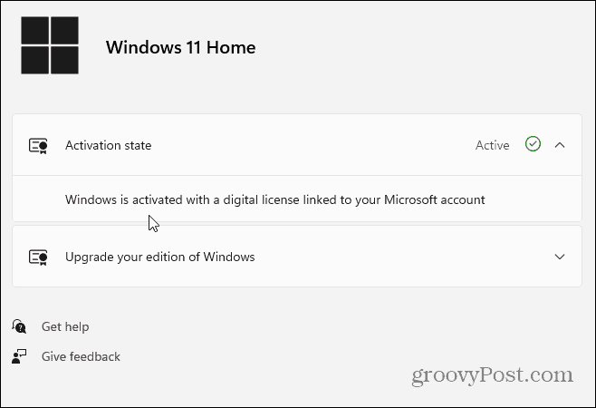 Aktiveringstillstånd Windows 11