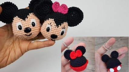 Hur man gör Amigurumi Minnie och Mickey Mouse nyckelring? Mickey Mouse nyckelring