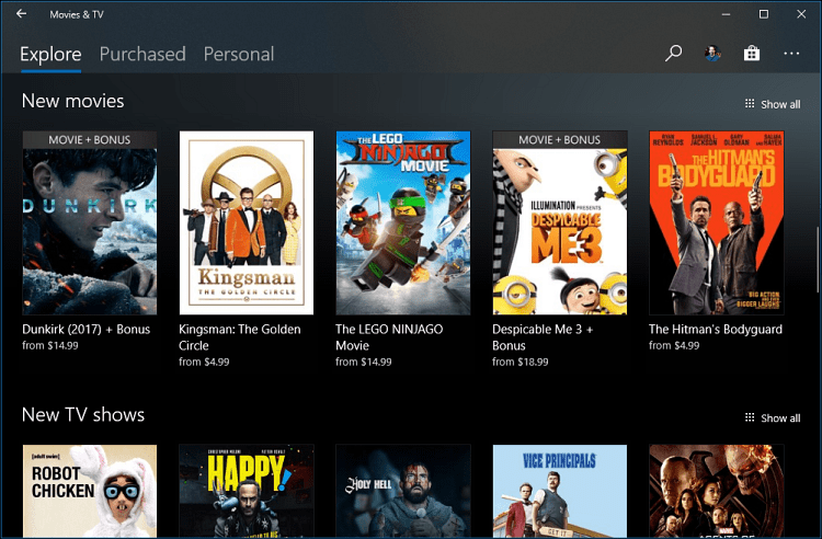 Filmer och TV-app Windows 10