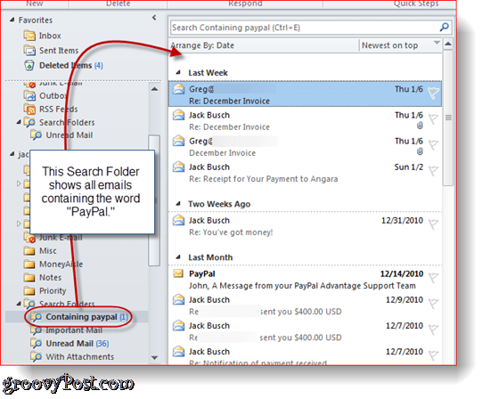 Hur man skapar och använder sökmappar i Outlook 2010