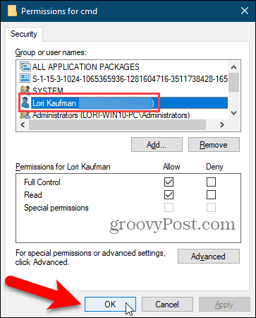 Stäng dialogrutan Behörigheter i Windows-registret