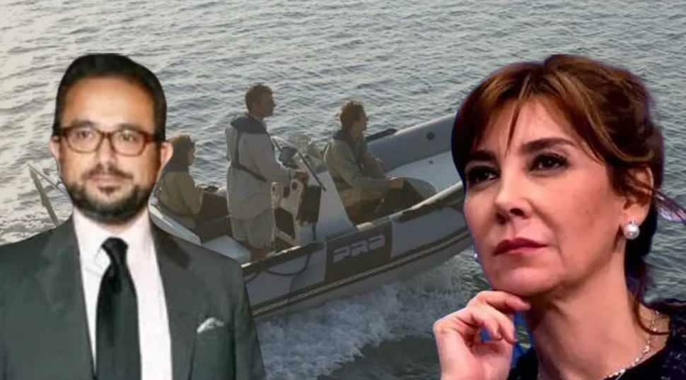 Ali Sabancı och hans fru Vuslat Doğan Sabancı träffade stenarna med sin zodiakbåt