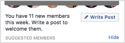 Skriv ett inlägg för att välkomna nya medlemmar till din Facebook-grupp.