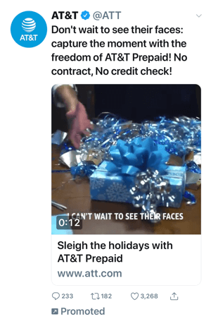 Exempel på en marknadsförd Twitter-videoannons från AT&T.
